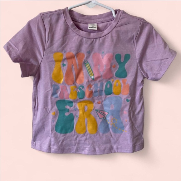 4T Toddler Girl Lilac Purple Short Sleeve In My Preschool Era T-Shirt NWT - Picture 1 of 5